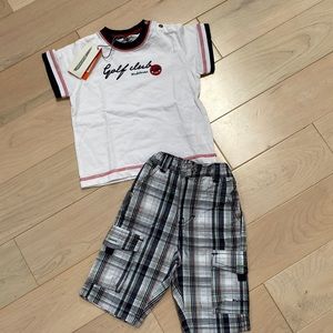 Miniman cotton shirt shorts set